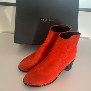 Rag & Bone Red Stud Booties Sz 39.5 (9.5)